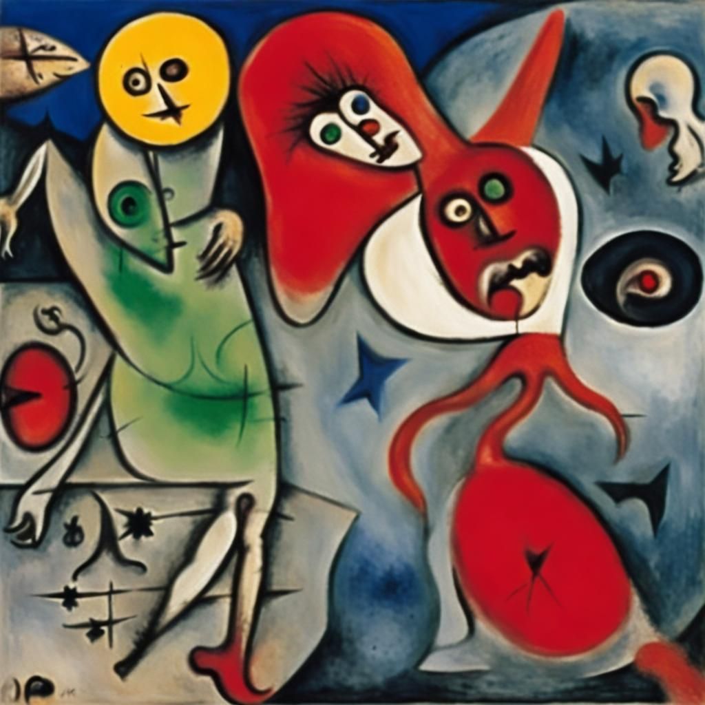 Surreal Kitchen Units as Vampires in Chagall Style