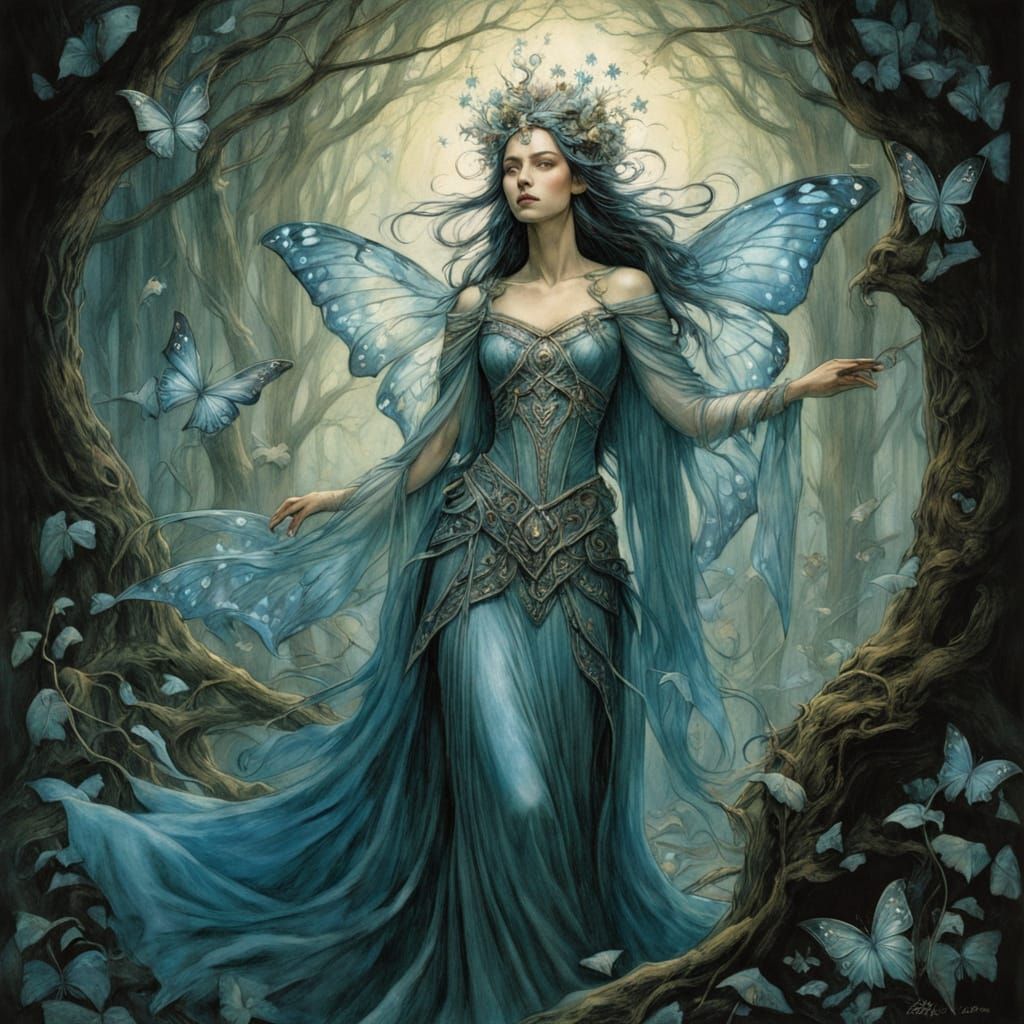 Majestic Elven Queen in Ethereal Forest Glade