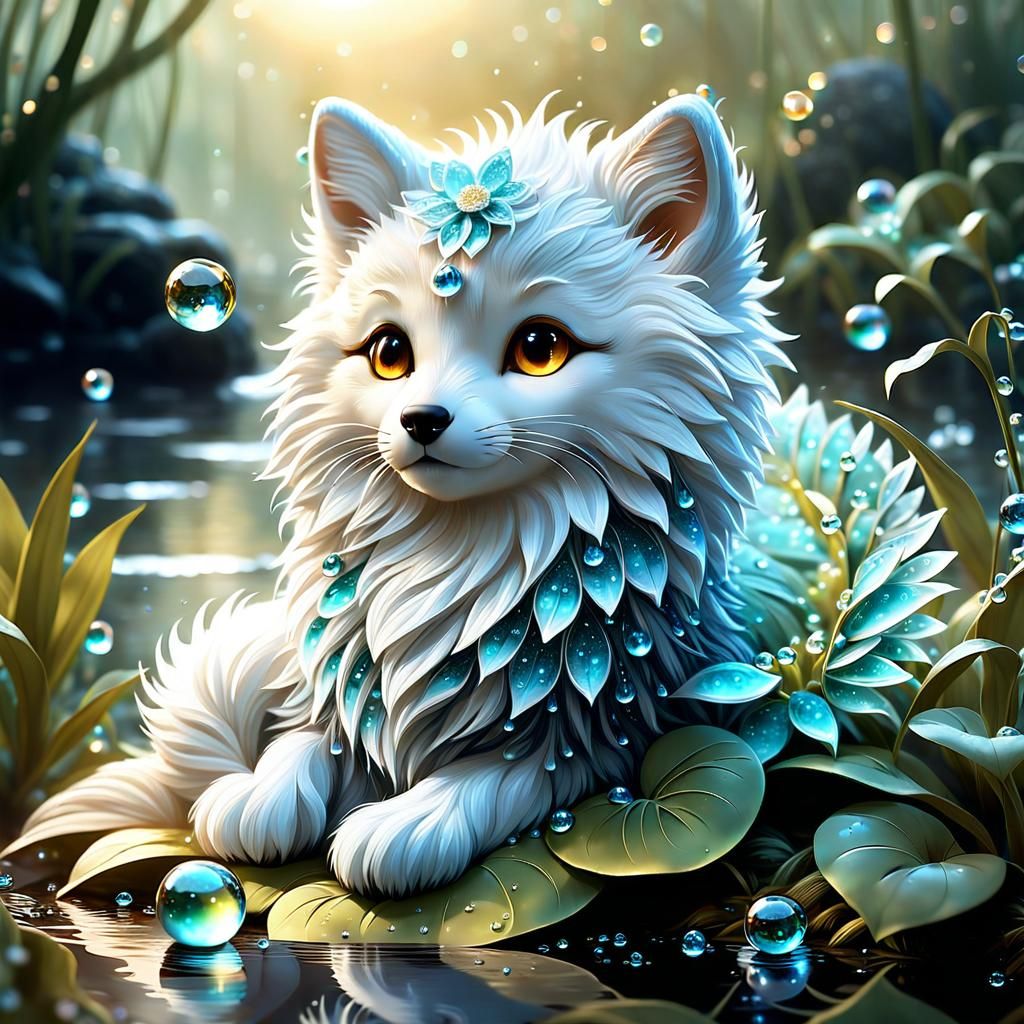 Ethereal Dewdrop Creature by Tranquil River, Fantasy Art