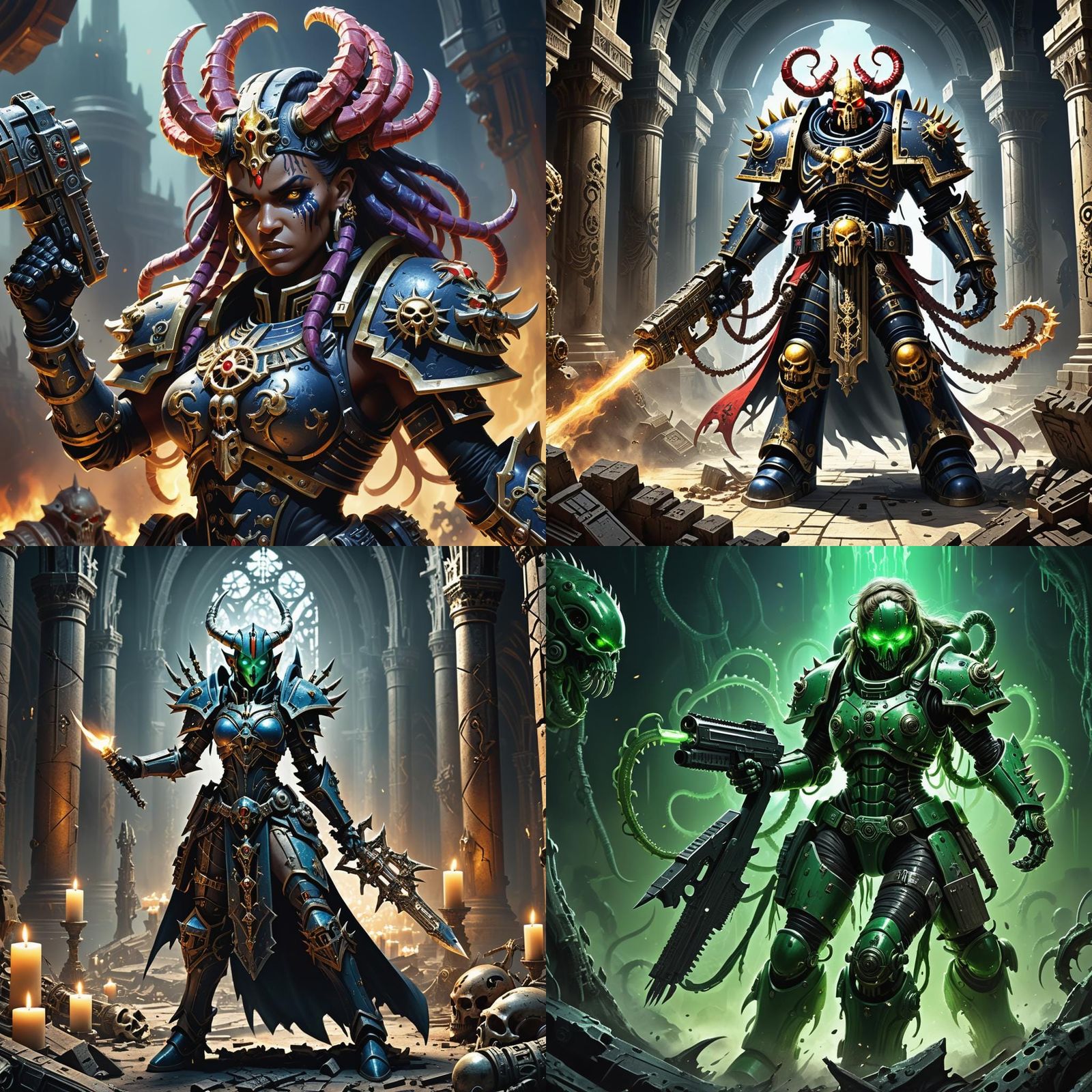 Female Chaos Space Marine Digital Art Portrait