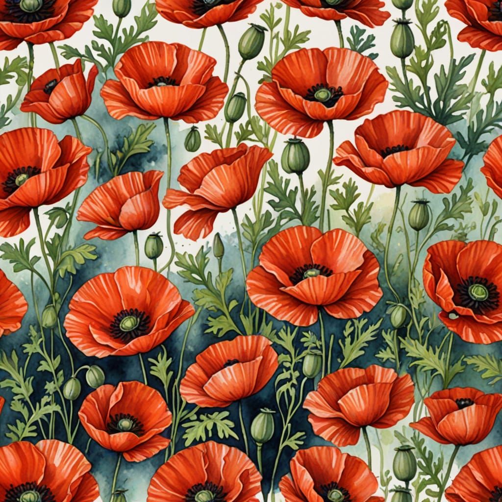 Red poppy watercolour