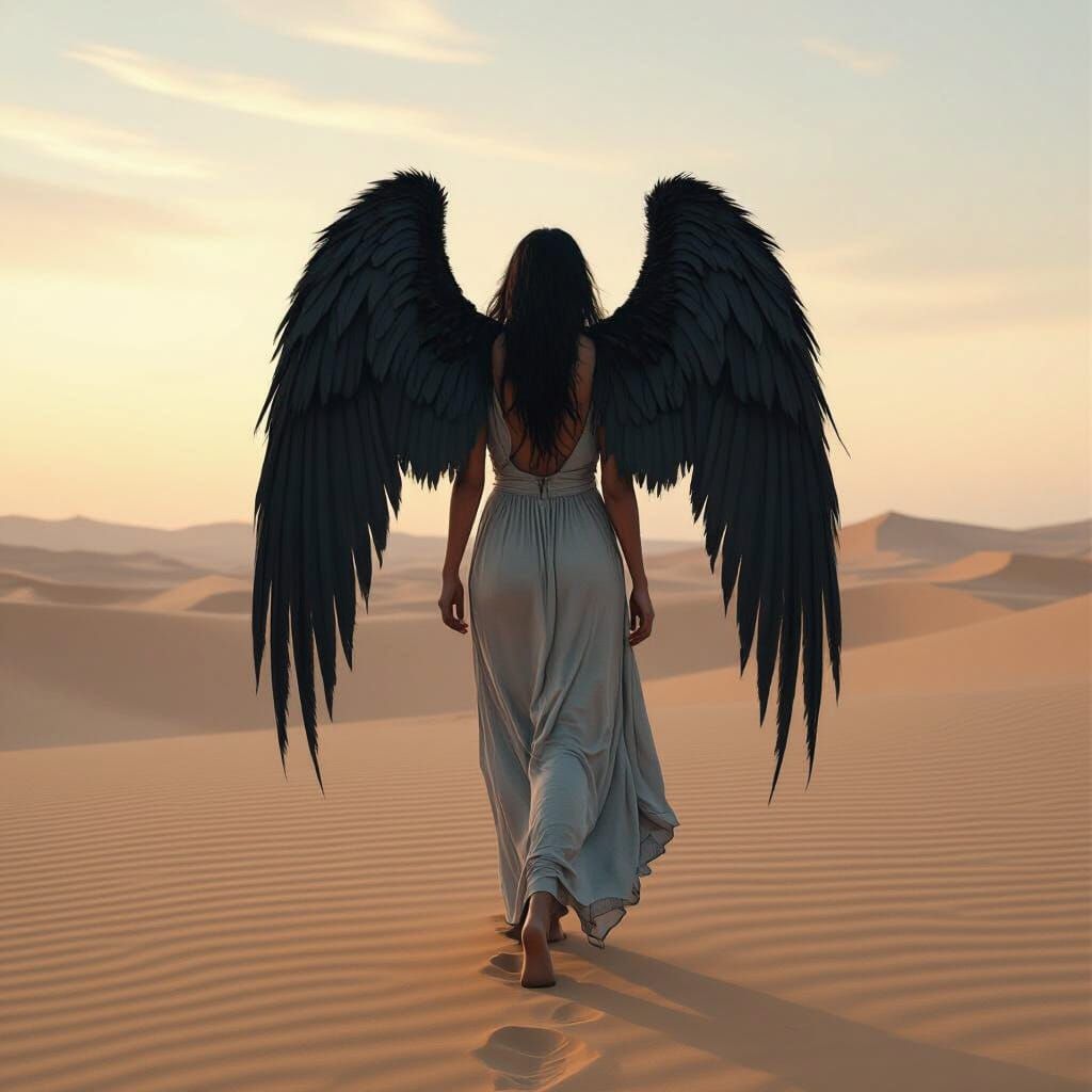 Fallen Angel in Desert Landscape