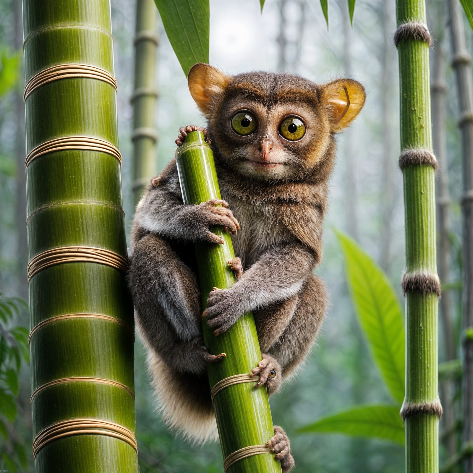 Detailed Image of a Protected Tarsier in the Forest