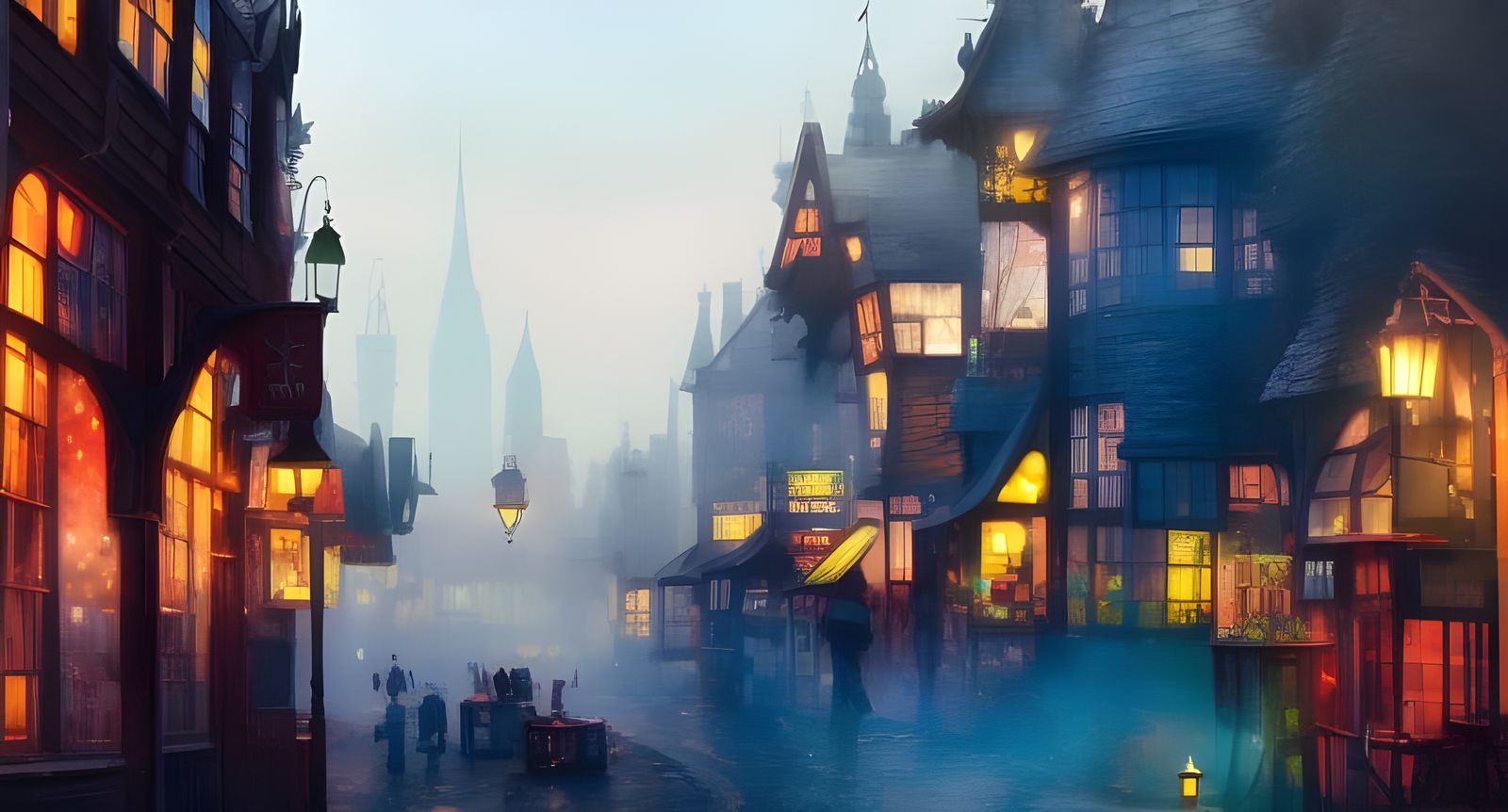 Magical London District Illustration in Vibrant Colors