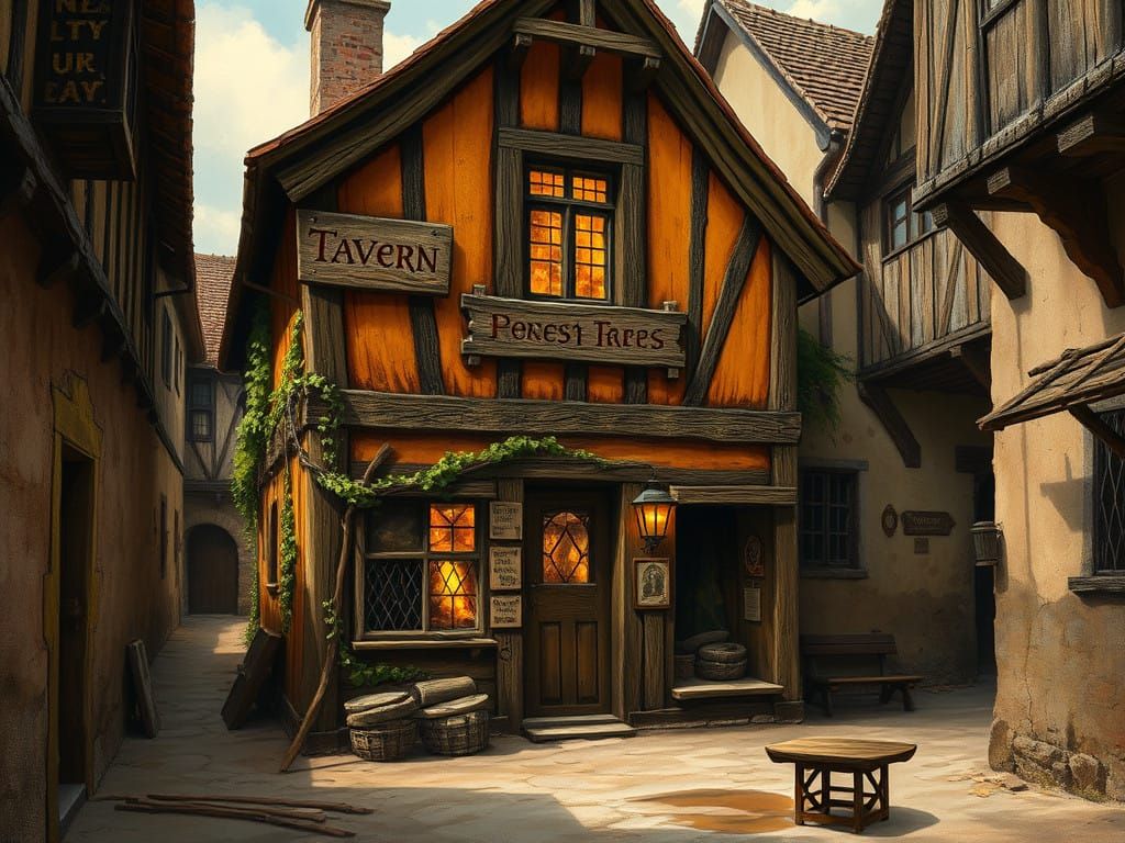 Medieval Tavern in Earthy Color Palette