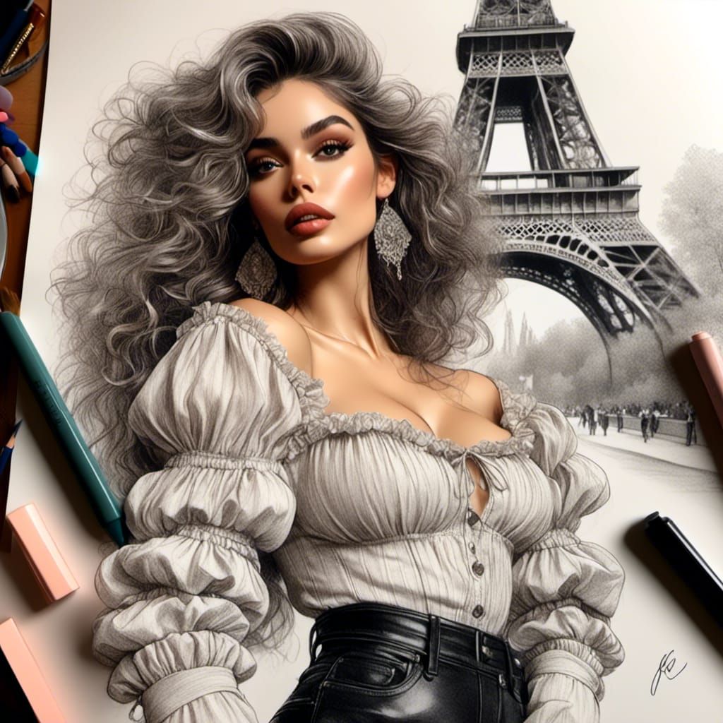 Colorful Sketch Portrait of an English Woman