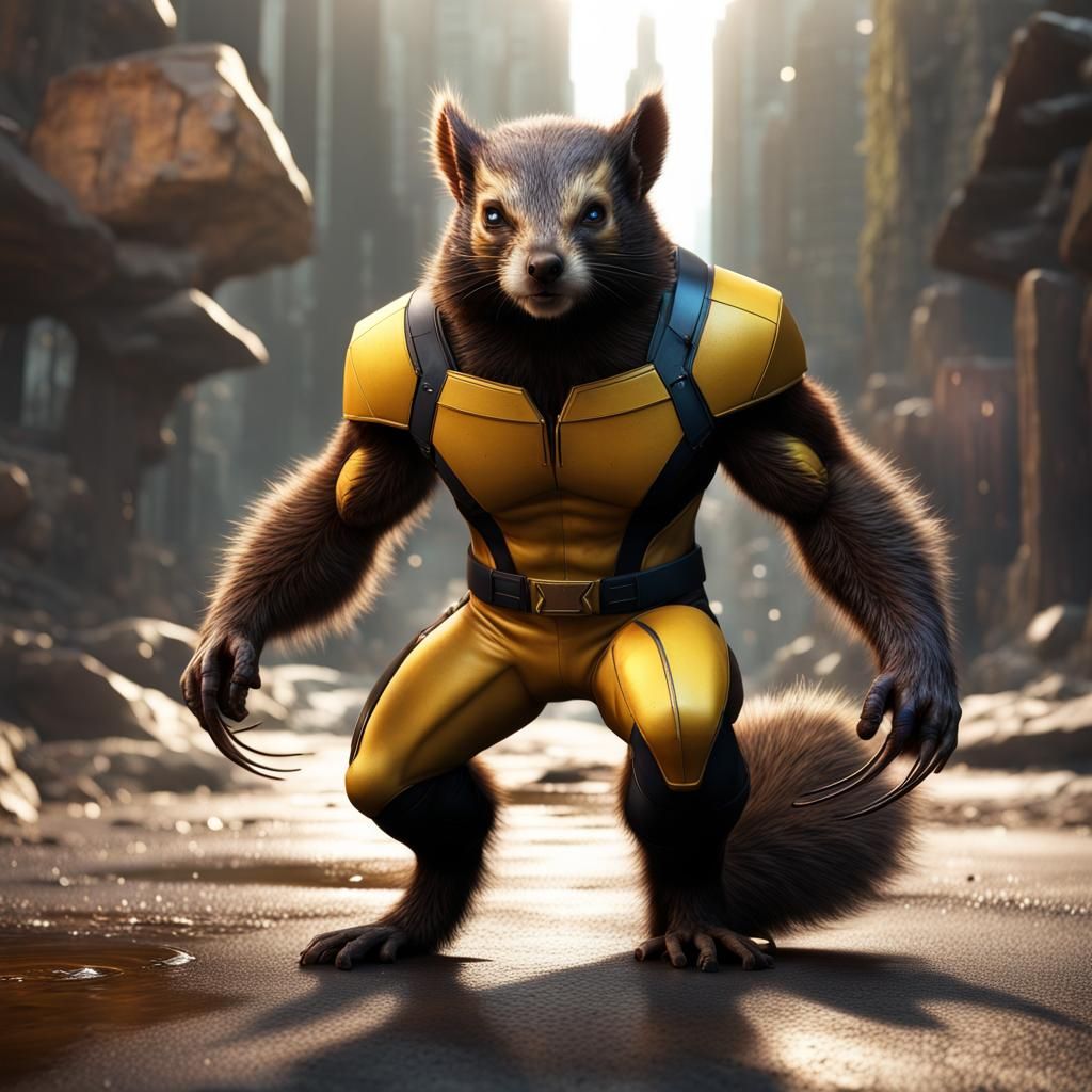 Wolverine Squirrel in Hyper-Realistic Detailed Painting