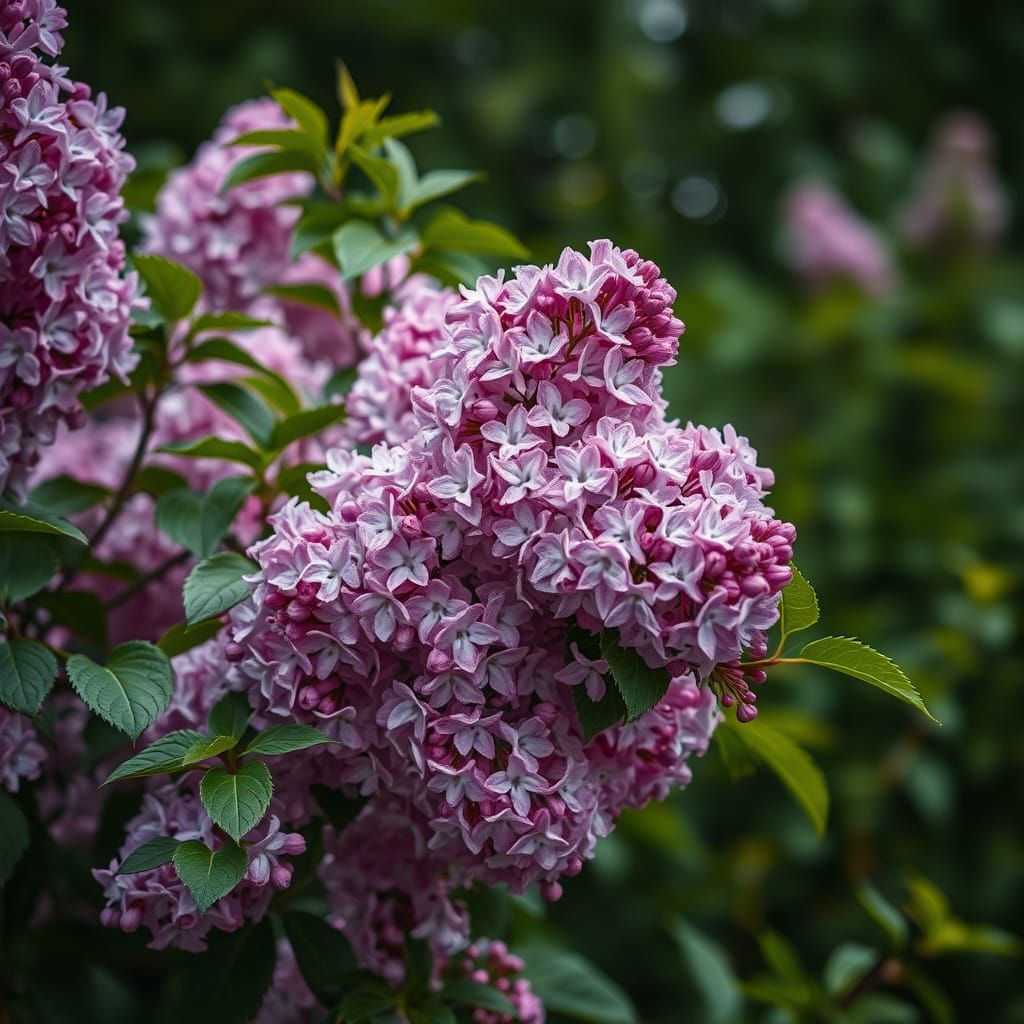 Vibrant Lilac Bush Sways in the Breeze in Cinematic Style