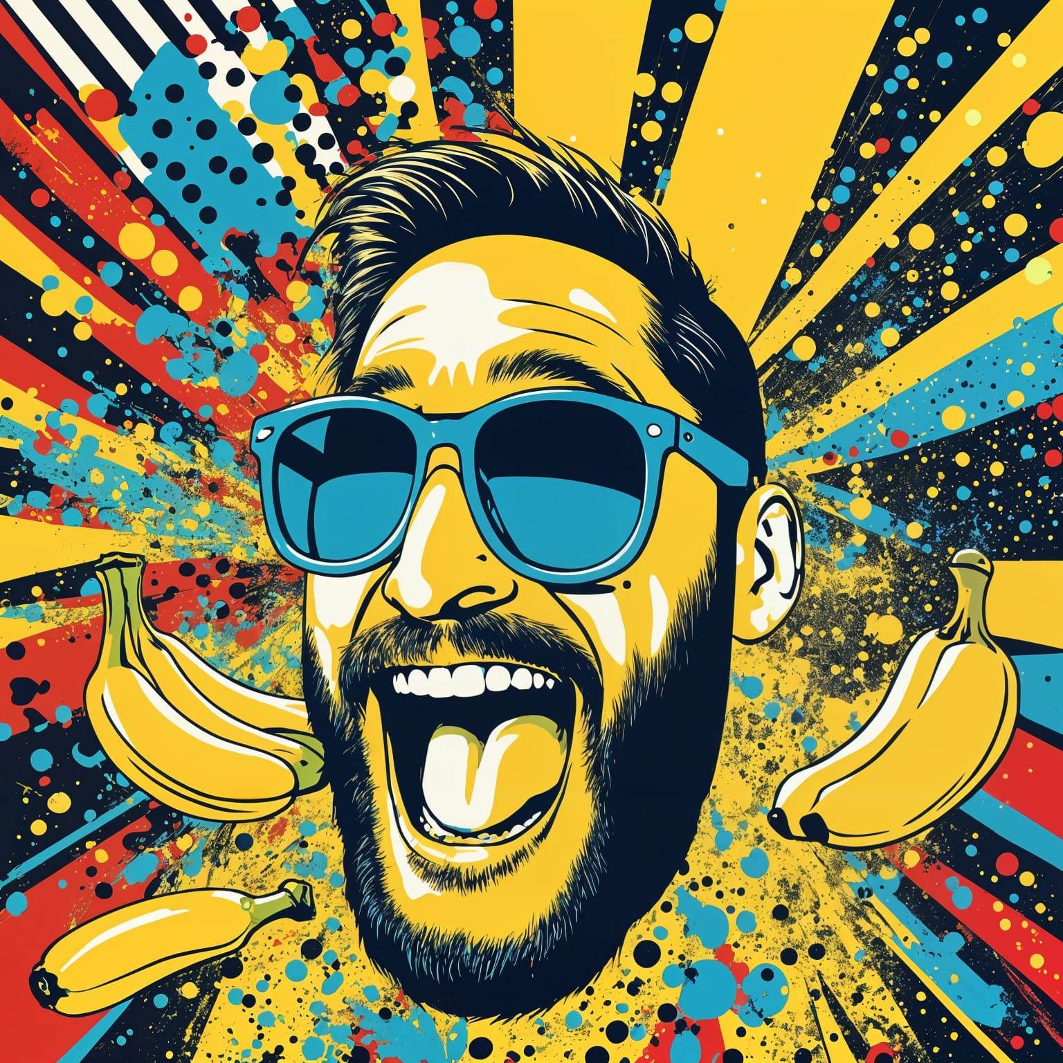 Vibrant Pop Art Portrait of a Banana in Cool Shades