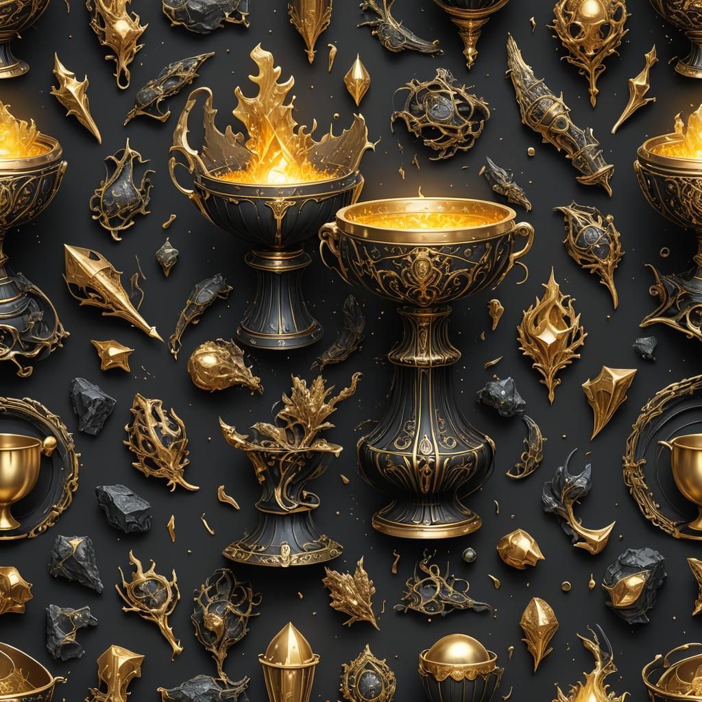 Luminous Golden Chalice Against Black Backdrop