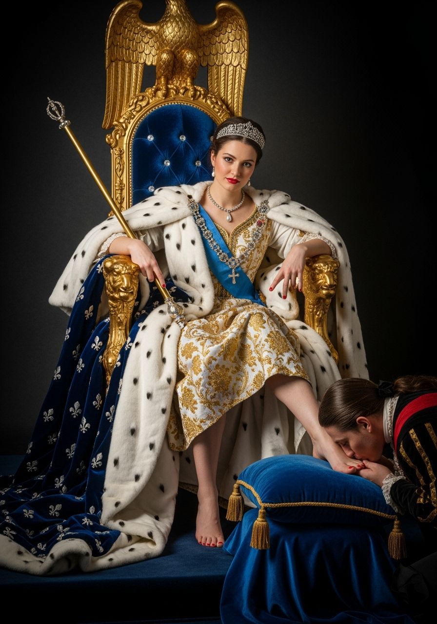 French Empress on Golden Throne, Rococo Style