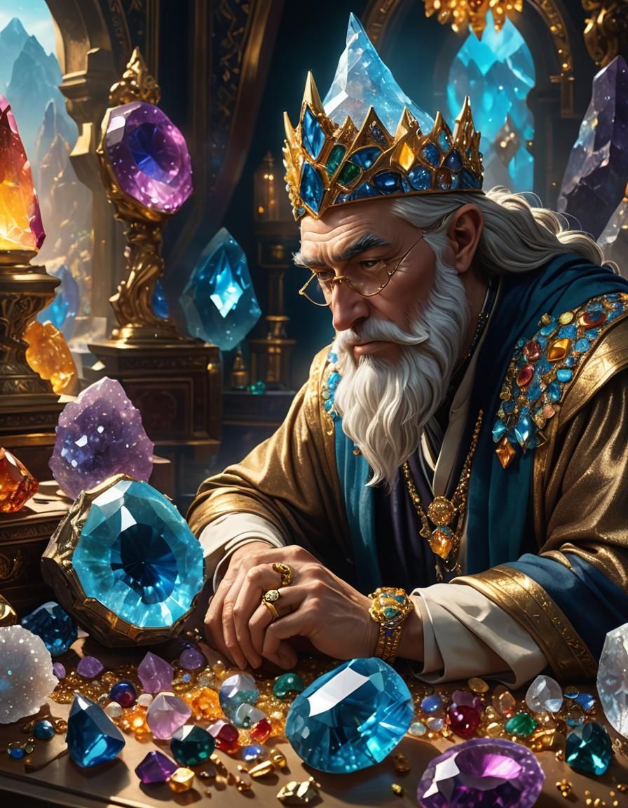 Gemstone Wizard Enchanting Crystals: Hyper-Realistic Concept...