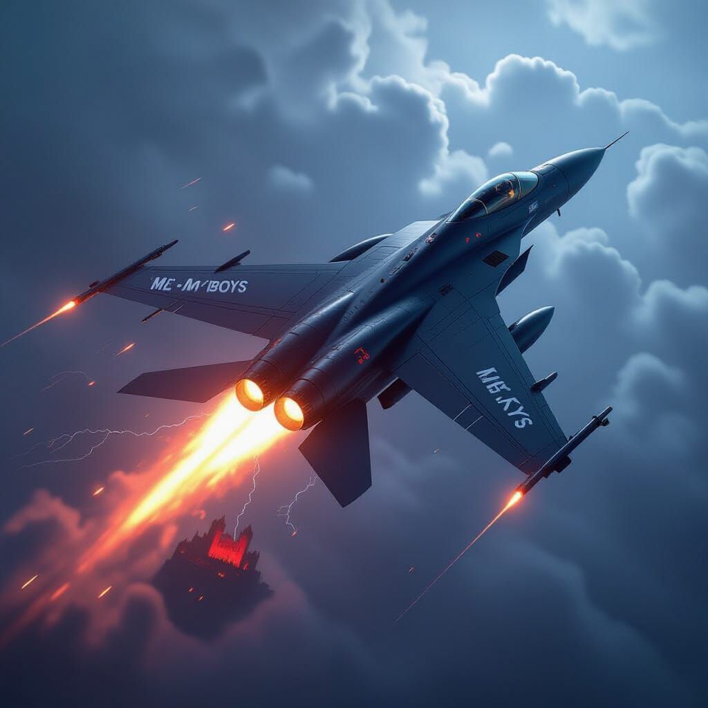 Fighter Jet Unleashes Firestorm on Enemy Fortress