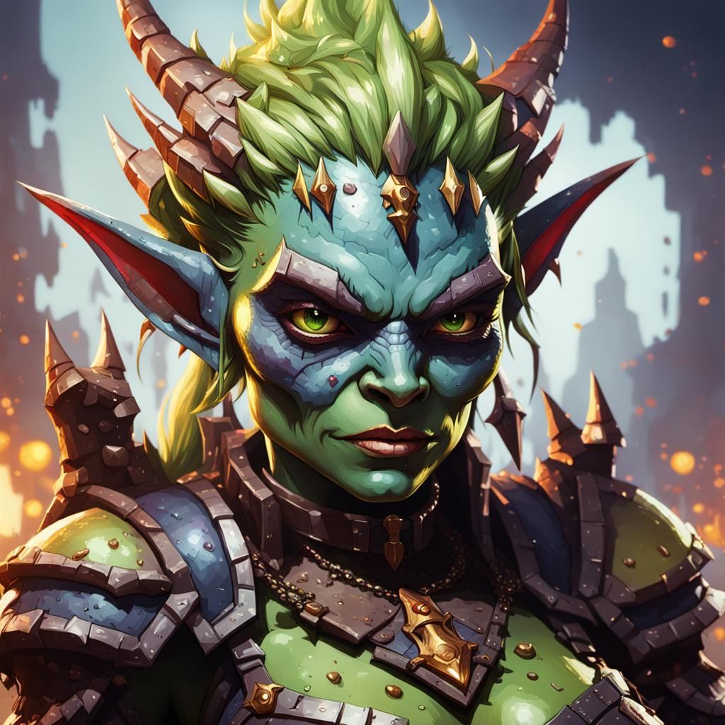 Pixelated Goblin Queen in Hyperrealistic Style