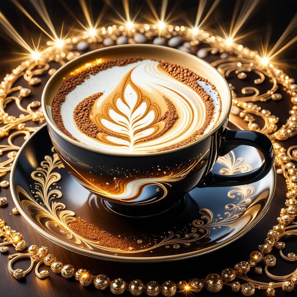 Dazzling Coffee Art with Jewels and Fractal Lights