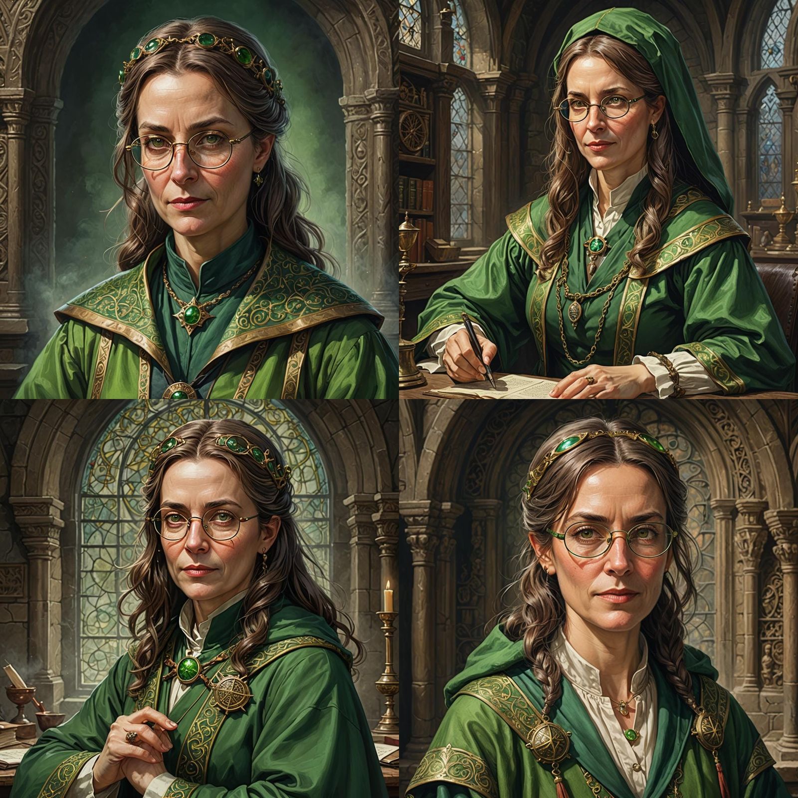 Fantasy Mage Secretary Portrait with Medieval Glasses
