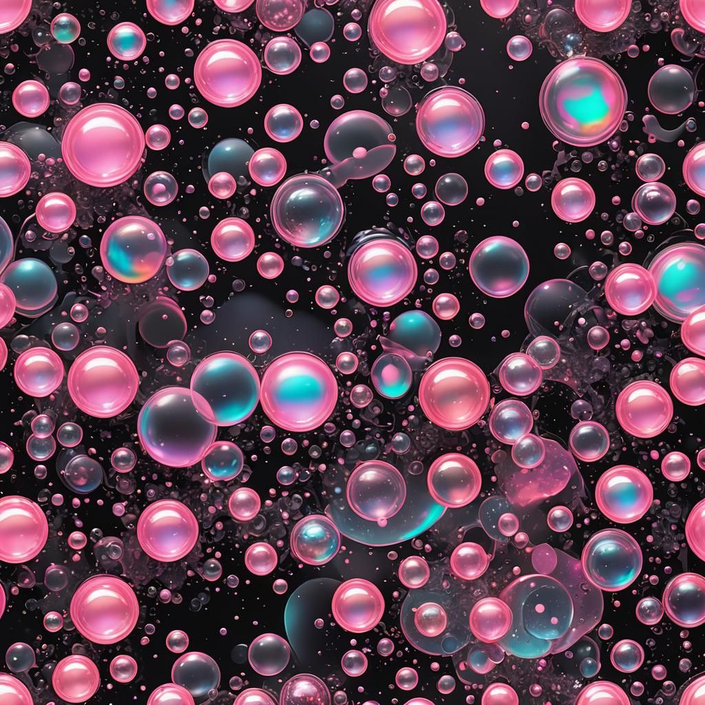 Black and Pink Bubble Bath in Cosmic Style