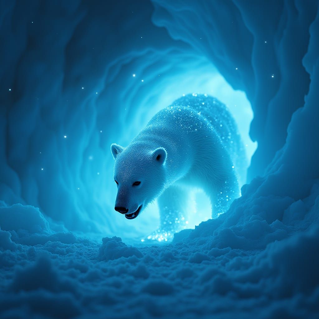 Bioluminescent Bear Emerges from Antarctic Ice