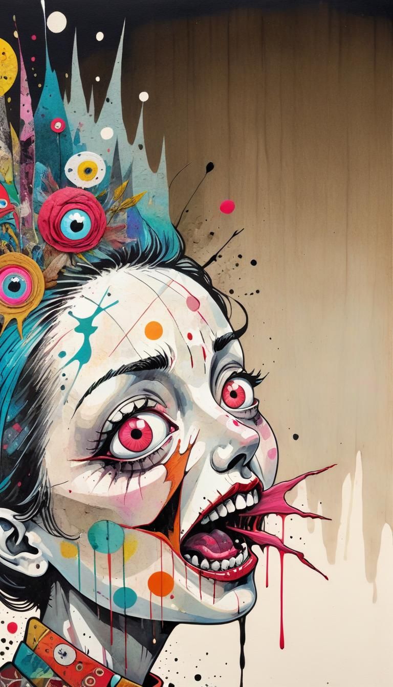 Vibrant Pop Surrealism Collage in Folk Art Style