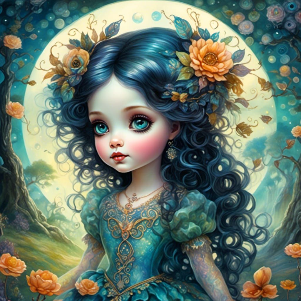 Watercolor Doll in Enchanted Fantasy World