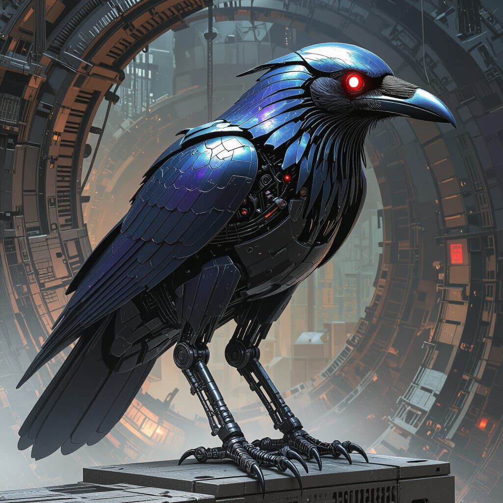 Biomechanical Raven in Giger Alien Style