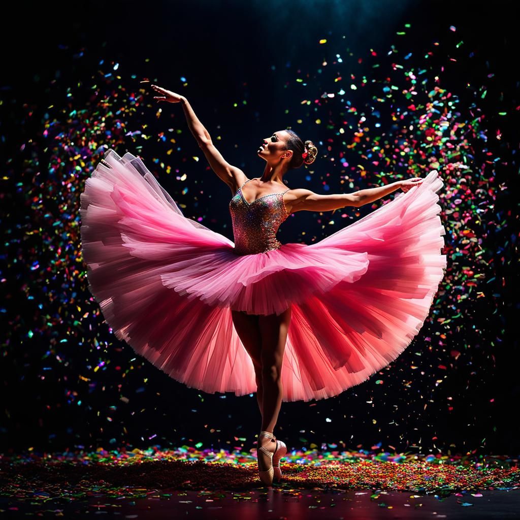 Ballerina in Confetti: Dramatic Fine Art Photography