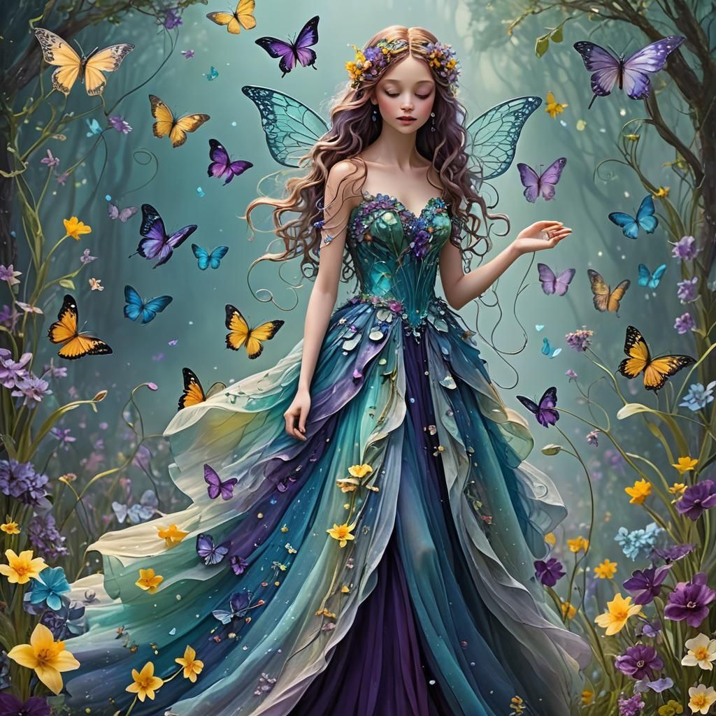 Ethereal Fairy with Butterfly Wings in Anime Style