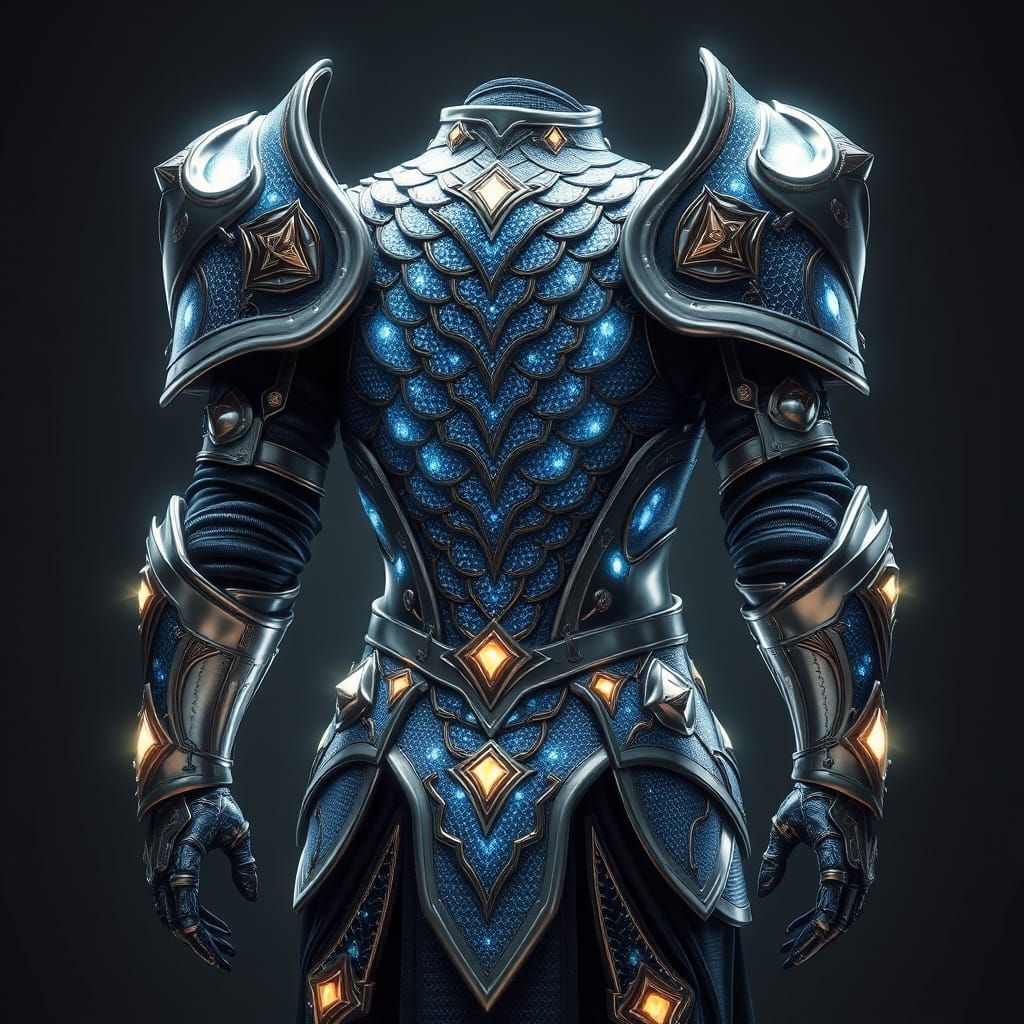 Celestial Armor Shines with Ethereal Glow, Forged in the Har...