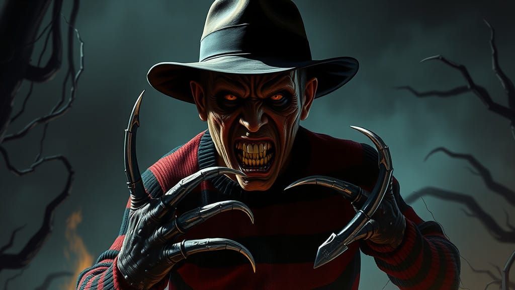 Menacing Horror Icon Freddy Krueger Emerge from Dark Dreamsc...