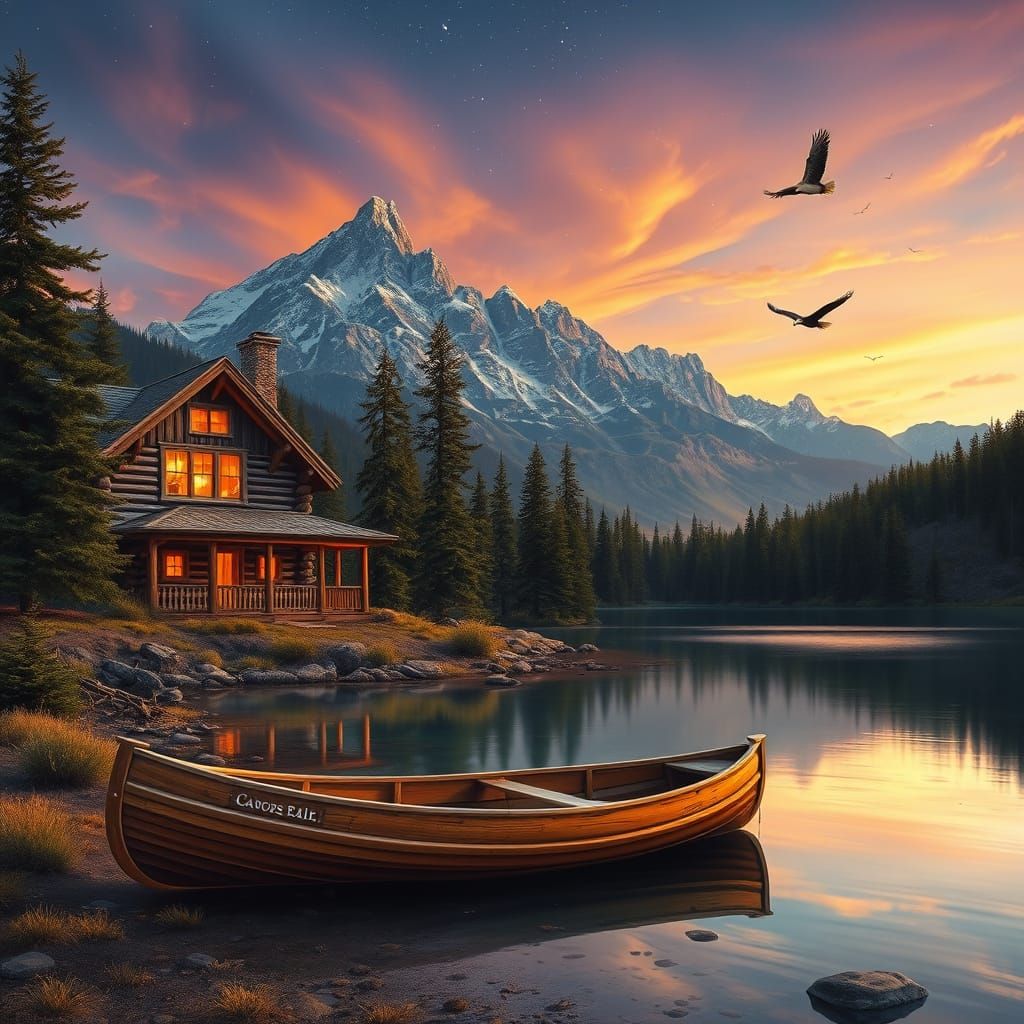 Majestic Mountain Retreat in Golden Twilight