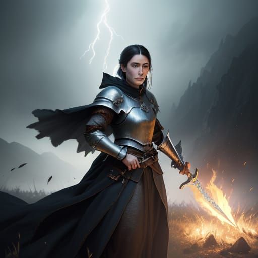 Joan of Arc Warrior in Dark Fantasy Battlefield