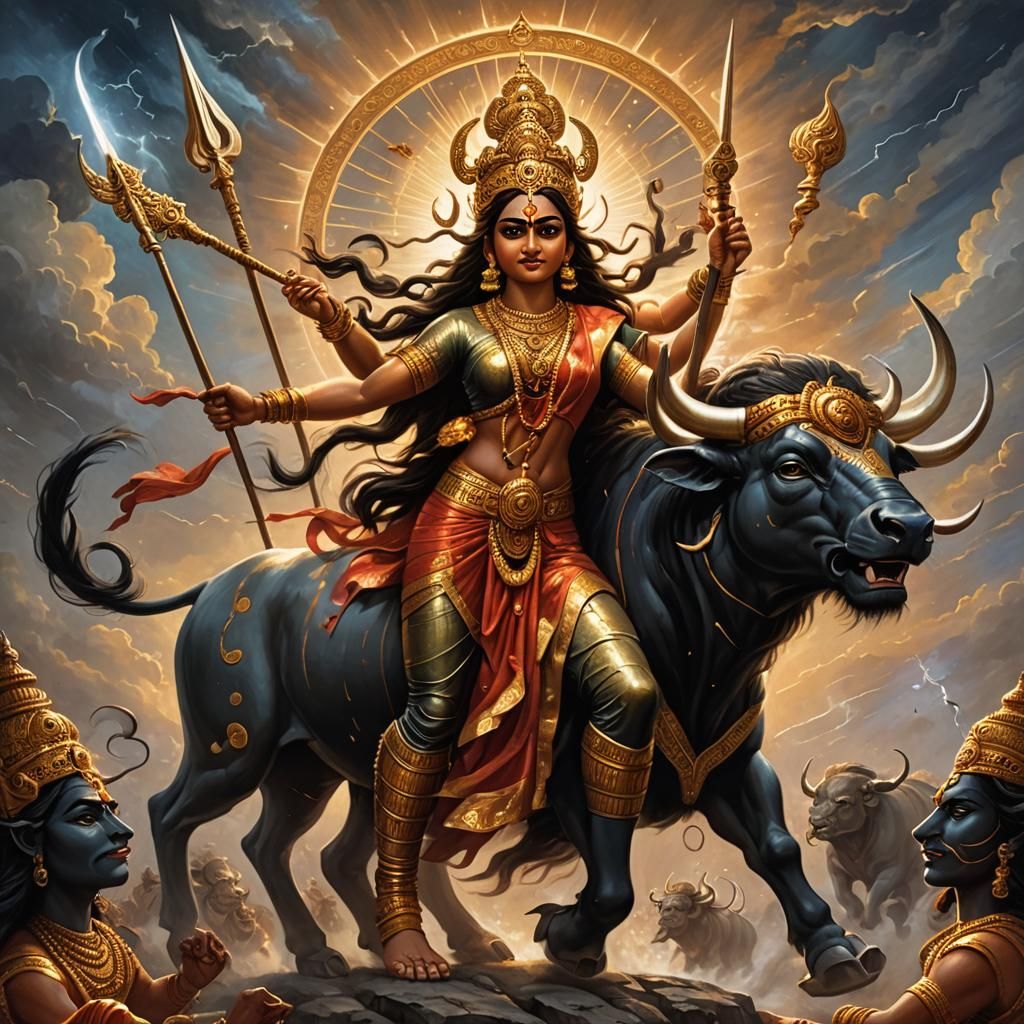 Durga's Divine Victory: A Matte Painting in Unreal Engine