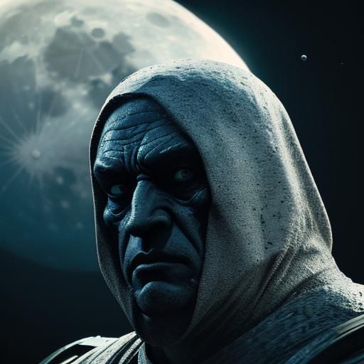 Dramatic Moon Face Cinematic Film Still