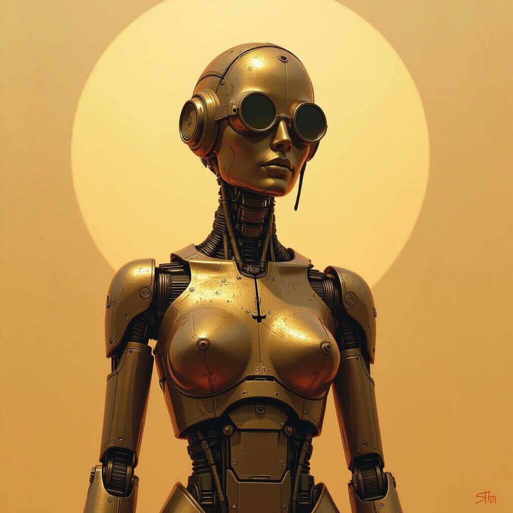 Detailed Bronze Statue in Digital Painting Style