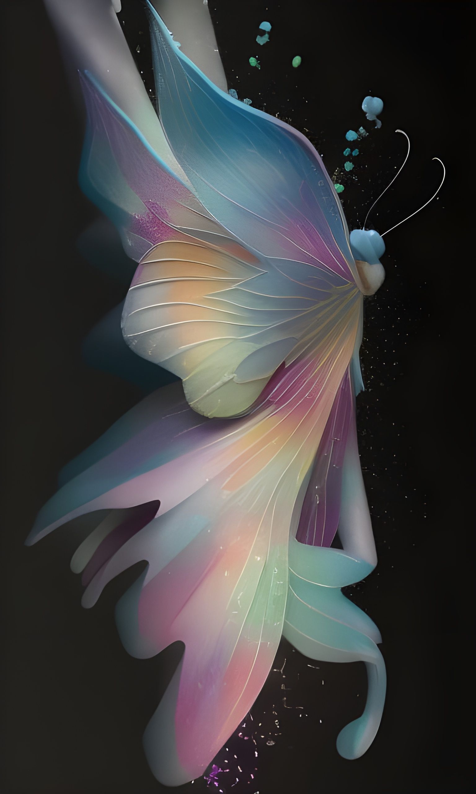 Ethereal Butterfly in Splattered Watercolor Style
