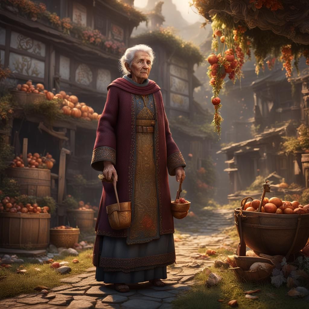 Wise Elderly Woman: Detailed Matte Painting in Unreal Engine