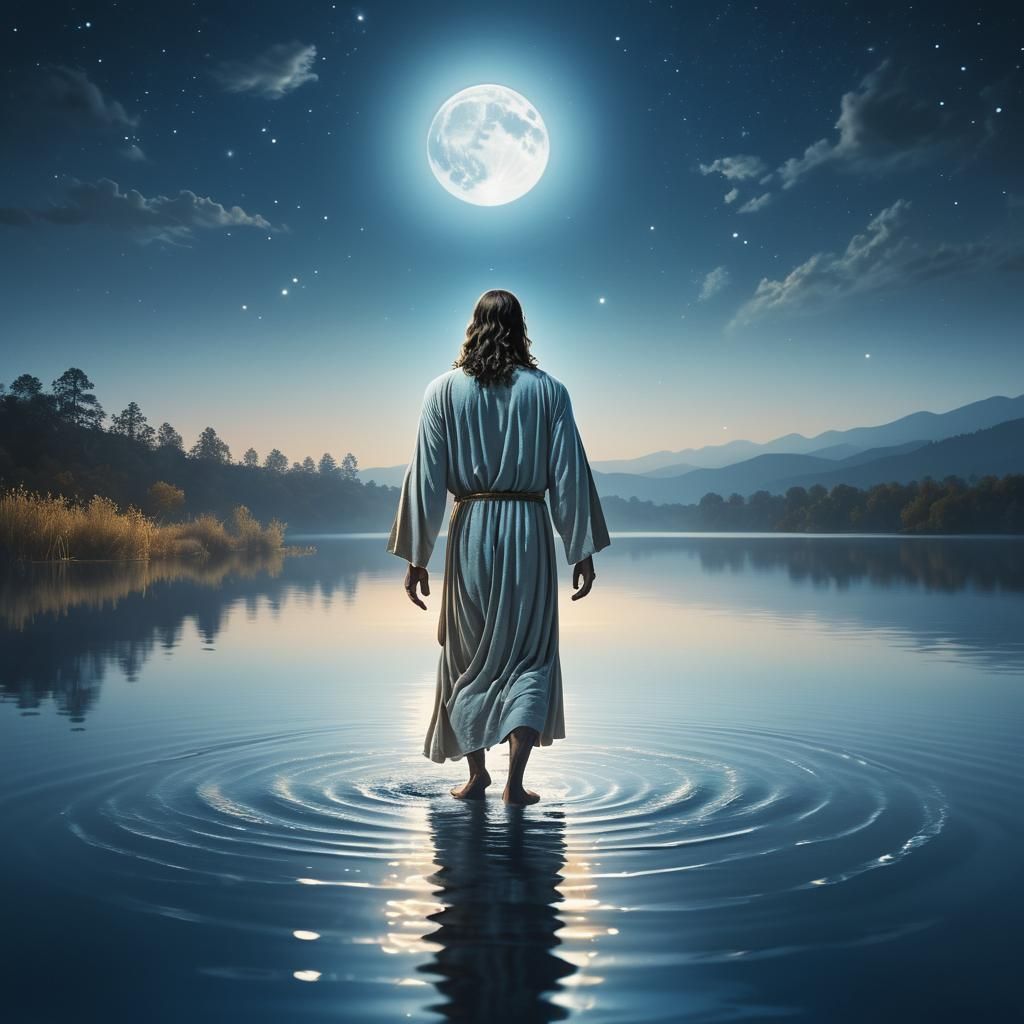 Jesus Walks on Water: Dreamlike Digital Art