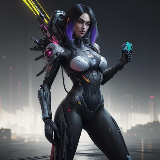 Nintendo Switch Girl in Anime Cyberpunk Style