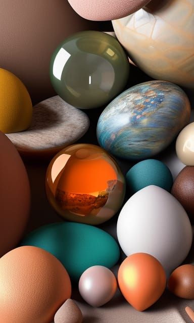 Gemstones Spill from Basket in Contemporary Realism