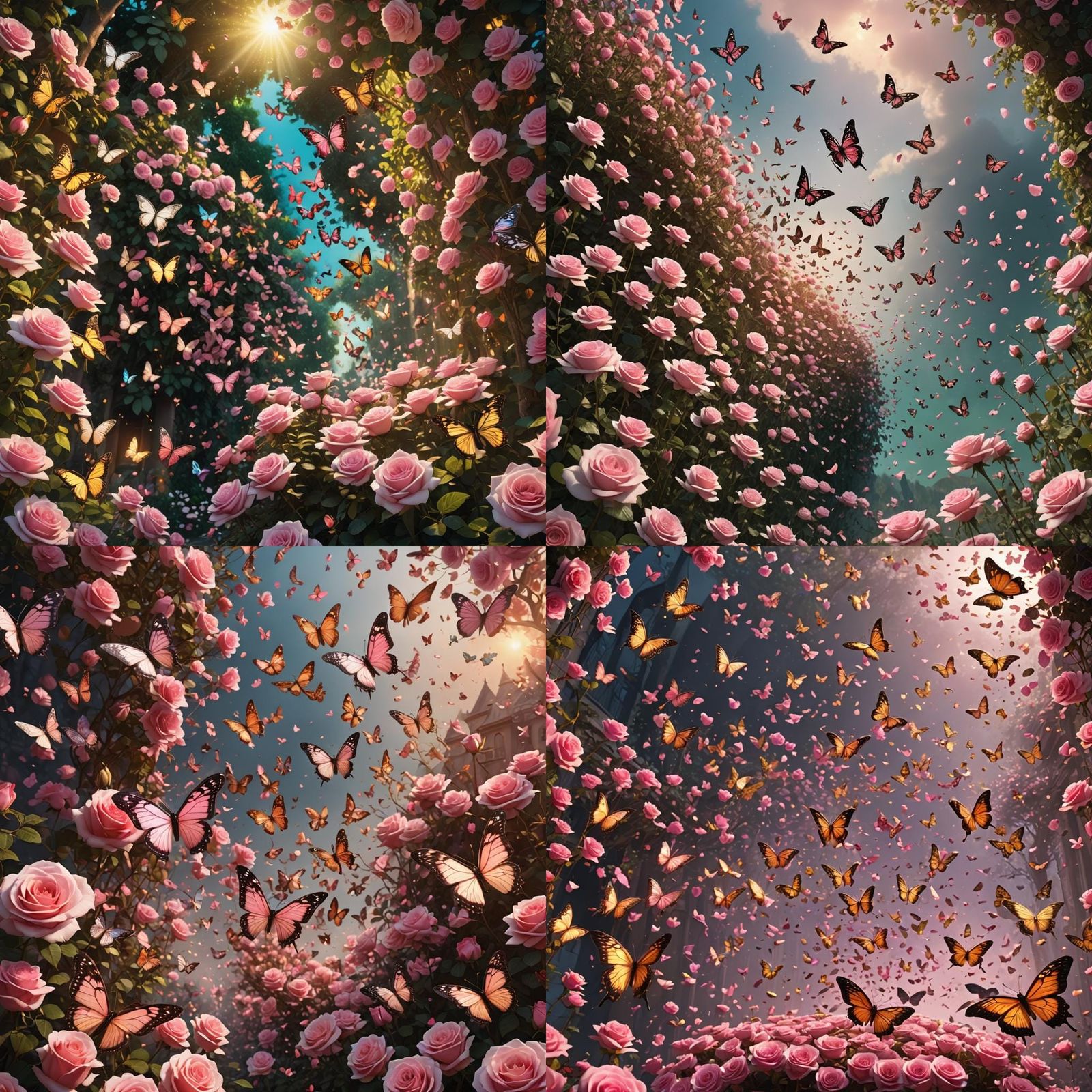 Butterflies and Roses Detailed Matte Painting