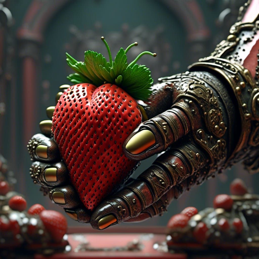 Strawberry Hand: Surreal Digital Art