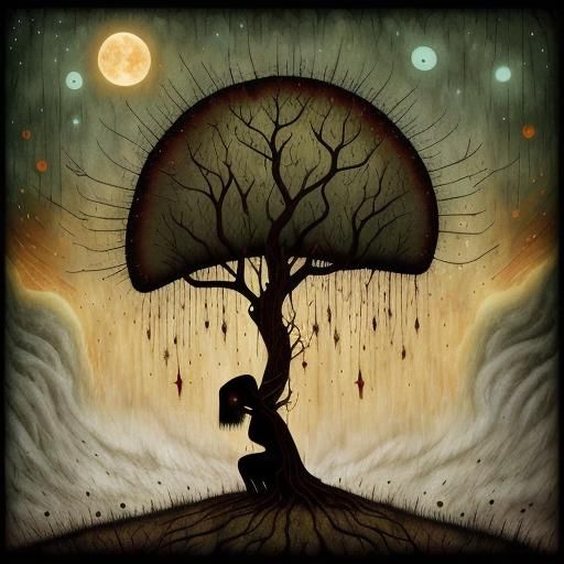 Surreal Scene of Anguish and Despair