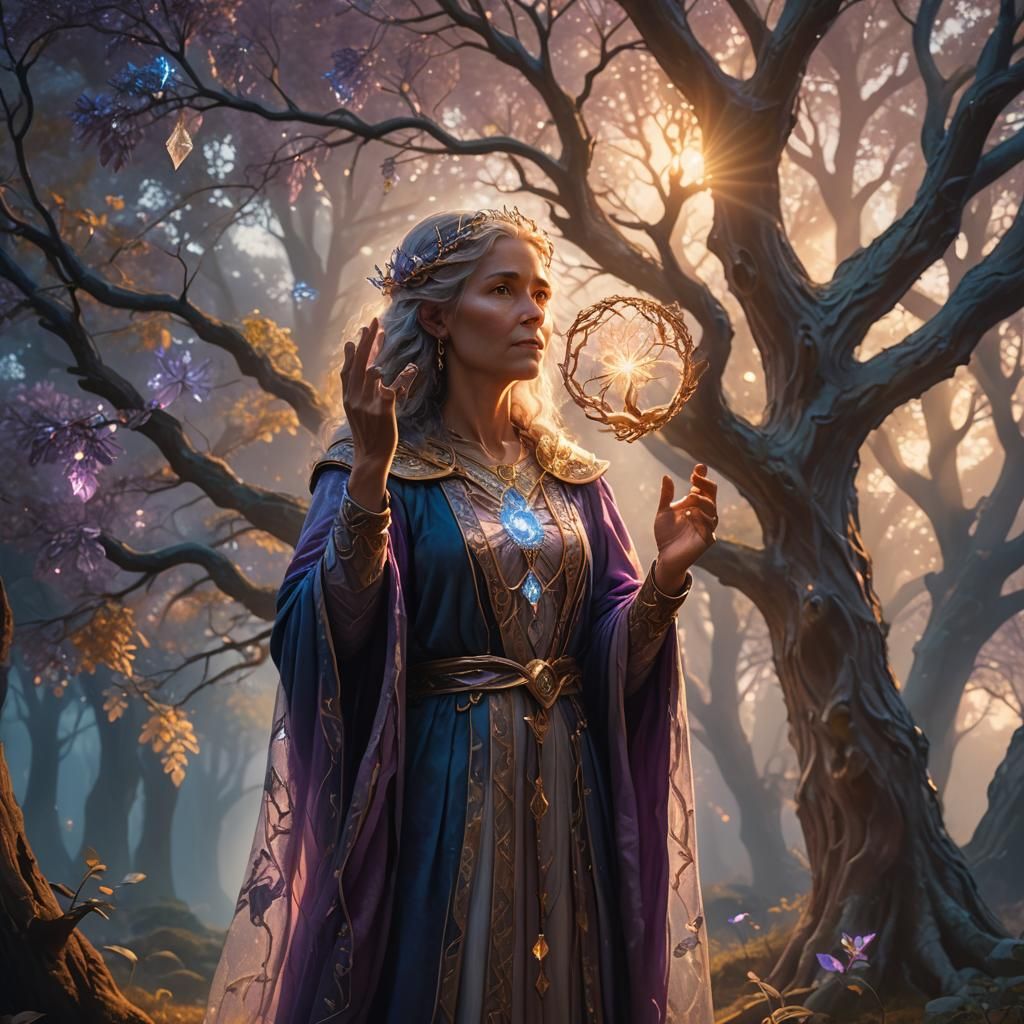 Mystical Woman With Crystal in Ethereal Fantasy Art