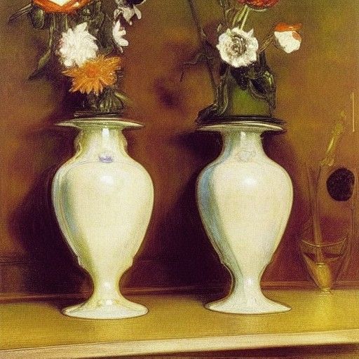 Two Vases in the Style of Engravings