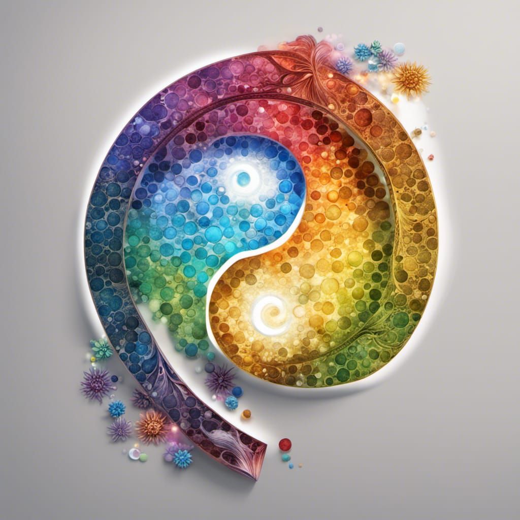 Brilliant Yin Yang Symbol on Rainbow Background