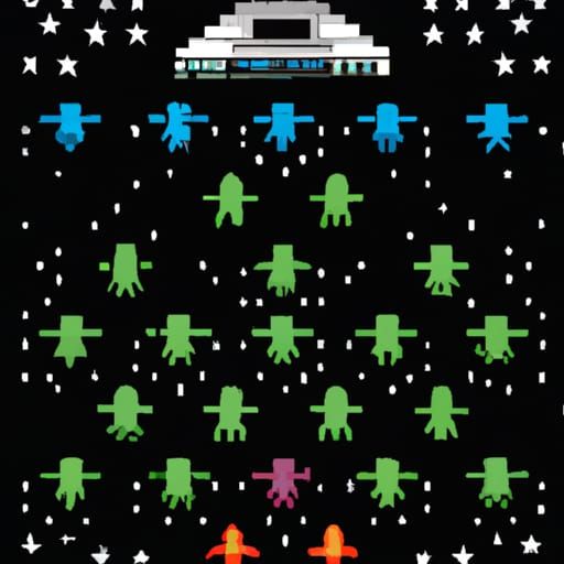 Retro Space Invaders Game Art