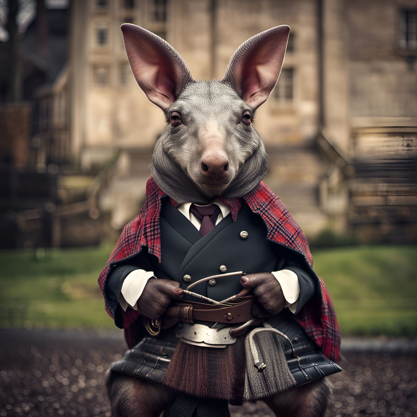 Hyperrealistic Aardvark in Kilt, Detailed and Cinematic
