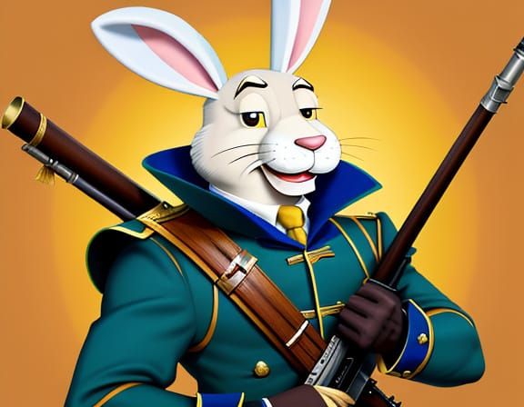 Cartoon Rabbit Soldier in Friz Freleng Style