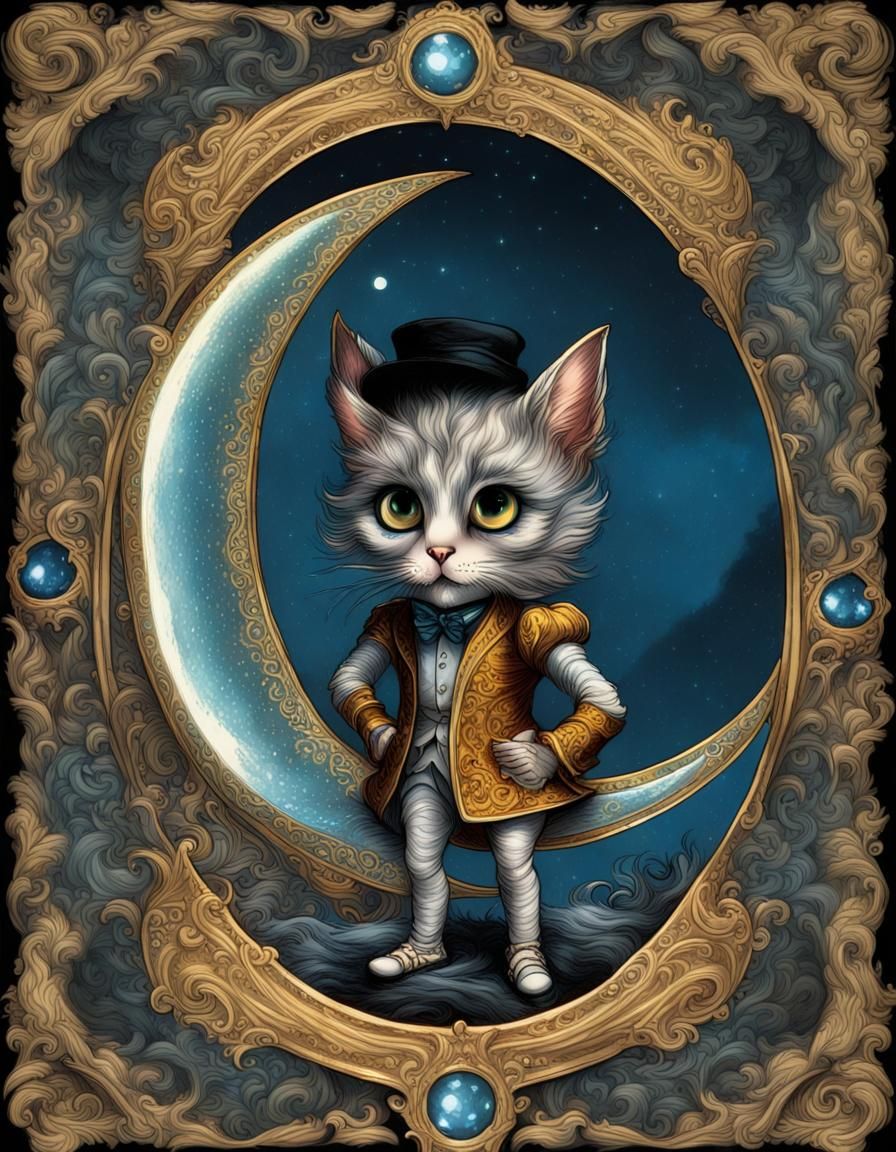 Victorian Boy with Moonlit Halo in Tenniel Style