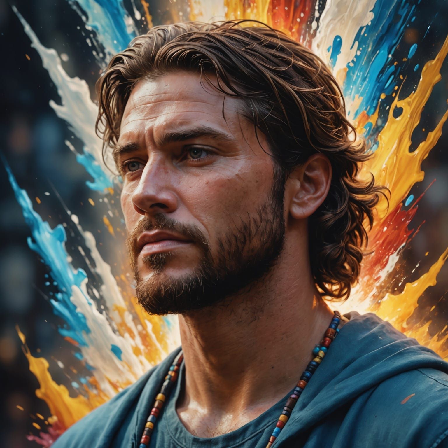 Hyperrealistic Colorful Portrait with Dramatic Lighting